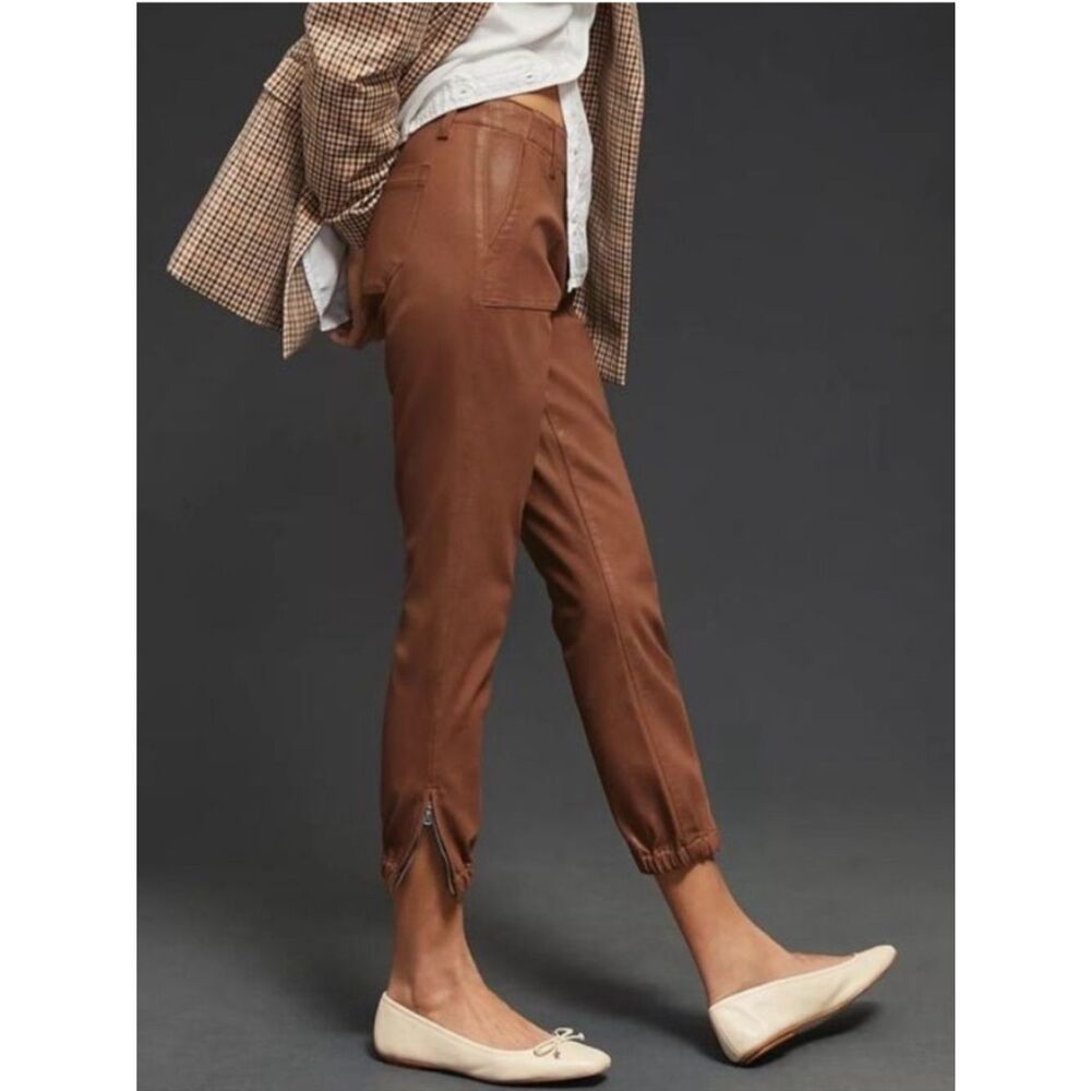 NEW Paige Revolve Mayslie Crop Jogger Style Pants in Coated Brown Size 26 - Picture 11 of 15
